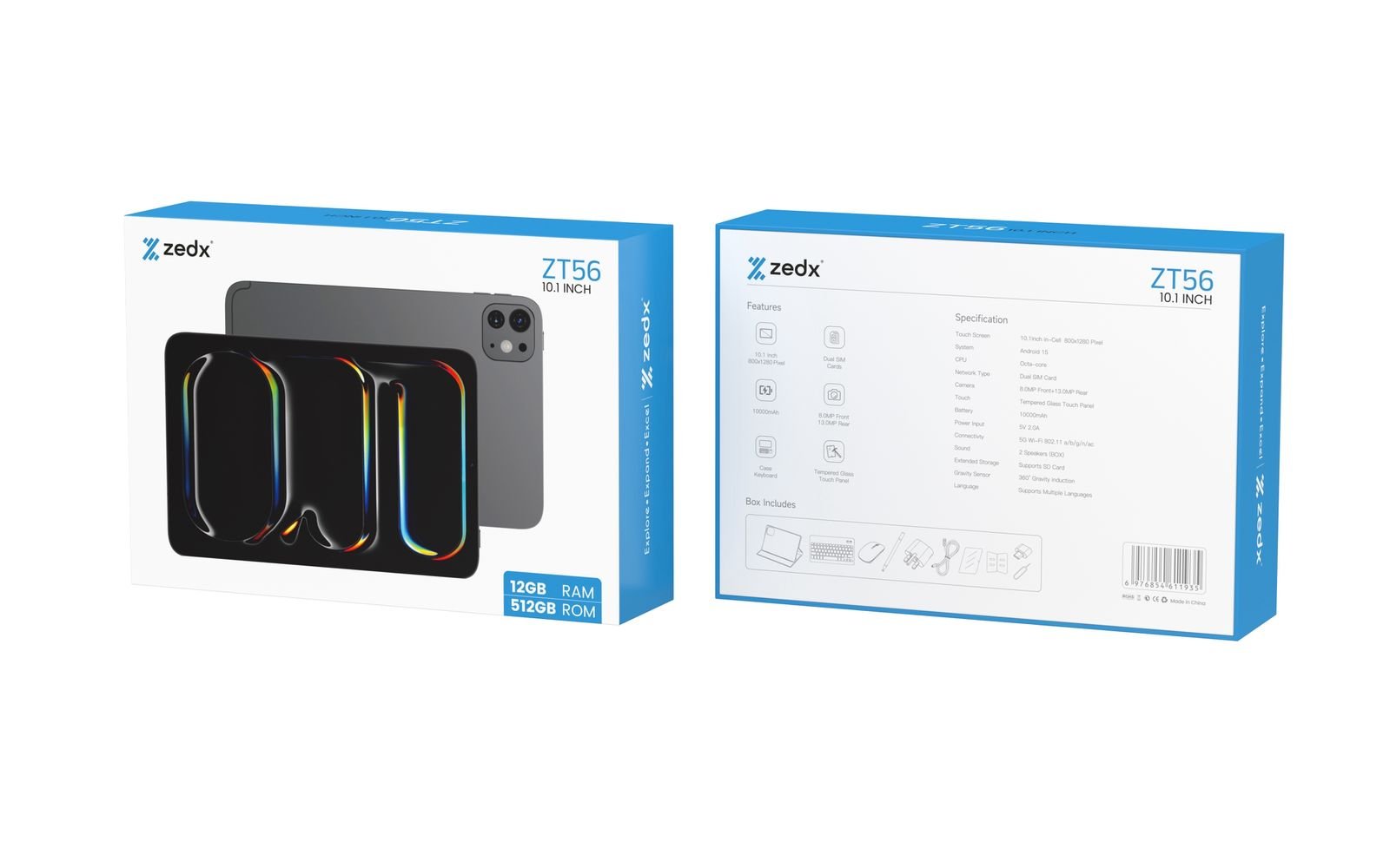 ZEDX ZT56 5G Tablet PC | 10.1 Inch | Android 15 | Octa-Core | 8MP + 13MP Camera | 10000mAh | Dual SIM | 5G Wi-Fi | Free Accessories - Image 4